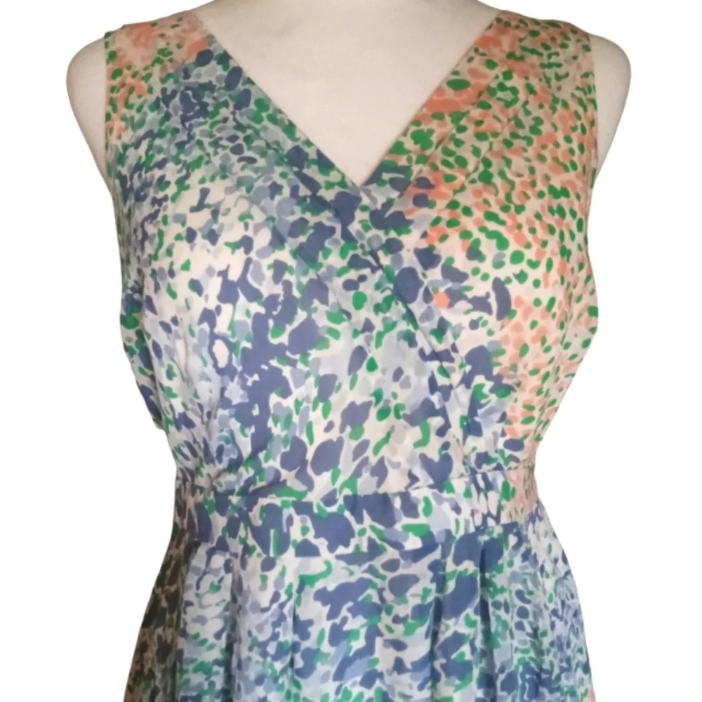 Boden Abstract Animal Print Floral Fit & Flare Silk Dress Midi Length Size 4P - Picture 2 of 8